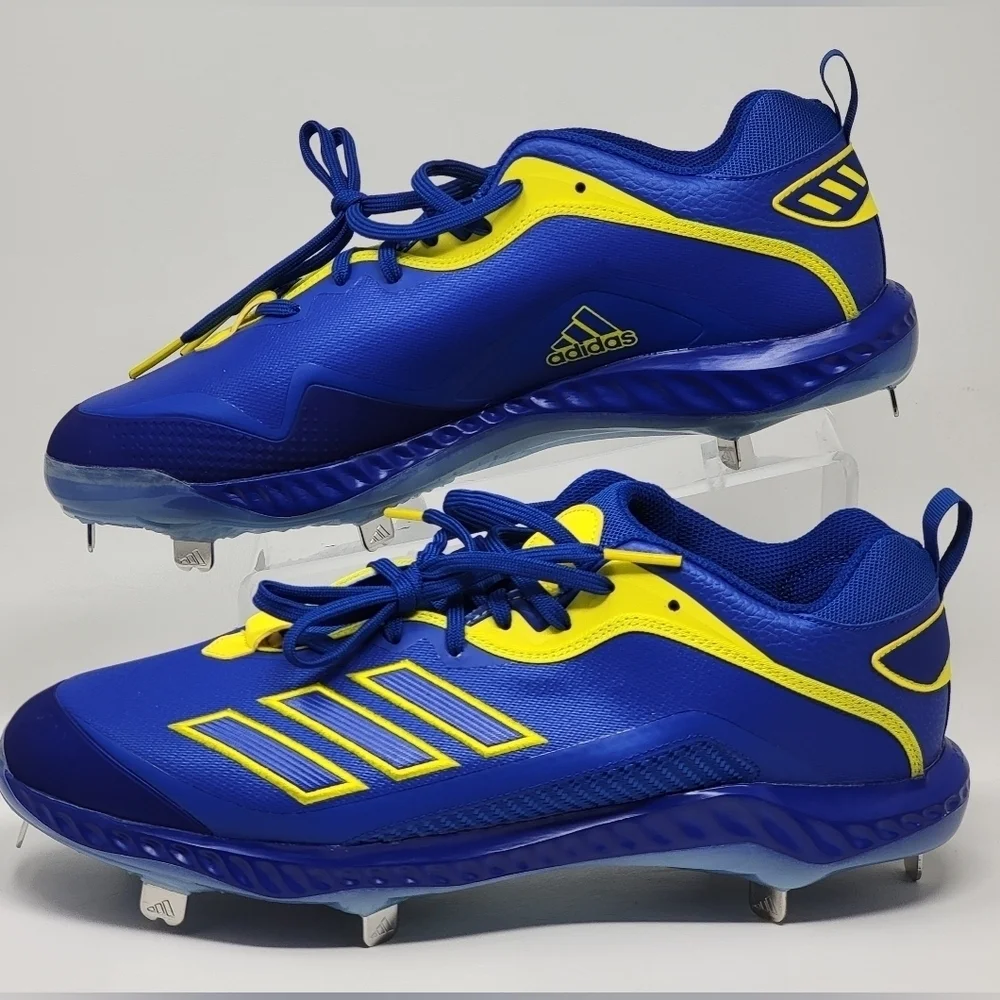 Adidas Bounce Baseball Metal Cleats GZ0451 Men's Size 13.5 Blue/Yellow New